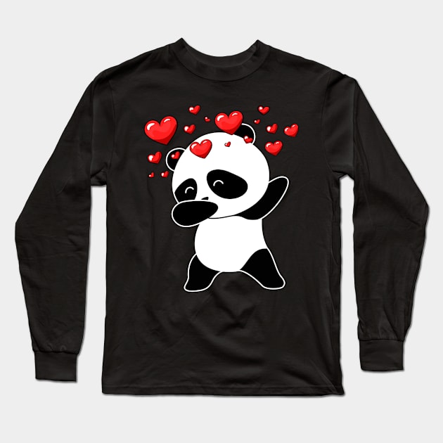 Dabbing Panda Heart Love Long Sleeve T-Shirt by stayilbee